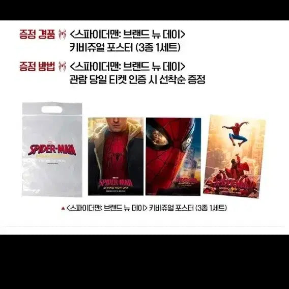 [BUNJANG] Spider-Man Key Visual Poster 3-Set + Pin Badge / 스파이더맨 키비쥬얼포스터 3종한세트 +핀뱃지