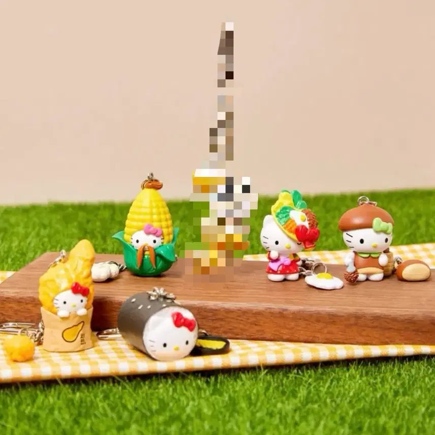 [BUNJANG] Hello Kitty Olive Young Dining Series Bundle Set Keychains / (일괄, 원가) 헬로키티  올리브영 식사 키티 키링 김밥 치킨 옥수수 비빔밥 밤