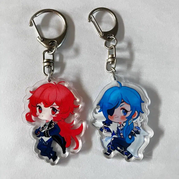 [BUNJANG] Genshin Impact Diluc &amp; Kaeya Keychain Bundle / 원신 다이루크, 케이아 키링