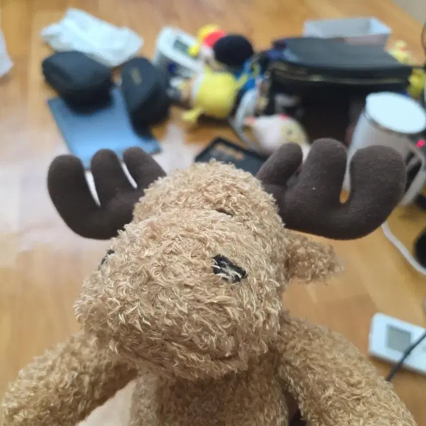 [BUNJANG] Brown Moose Stuffed Animal with Large Antlers / 갈색 무스 순록 사슴 봉제인형 큰뿔 동물인형