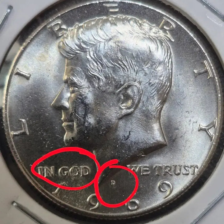 [BUNJANG] 1969 D Kennedy 50 Cent Silver Coin (40%) - Double Rim Error / 케네디 50센트 은화 40%1969년D.날자. 더블 링에러