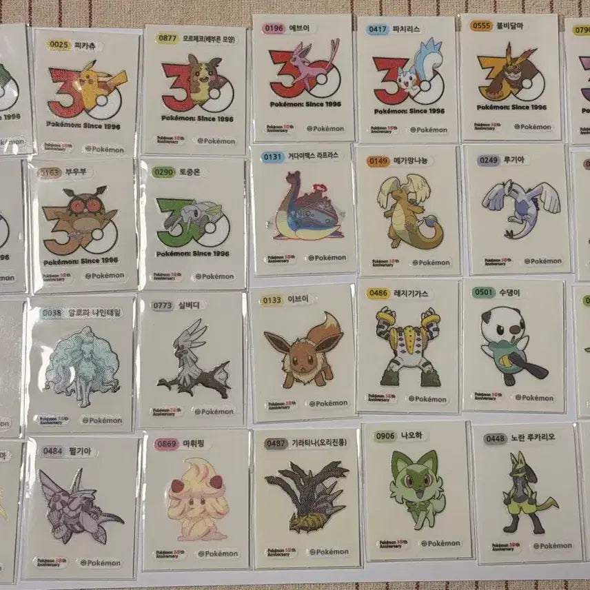 [BUNJANG] Pokemon 30th Anniversary &amp; Gen 1 Sticker Set (30 pcs) / 포켓몬30주년띠부씰28장 + 포켓몬1세대띠부씰2장 총30장 판매합니다