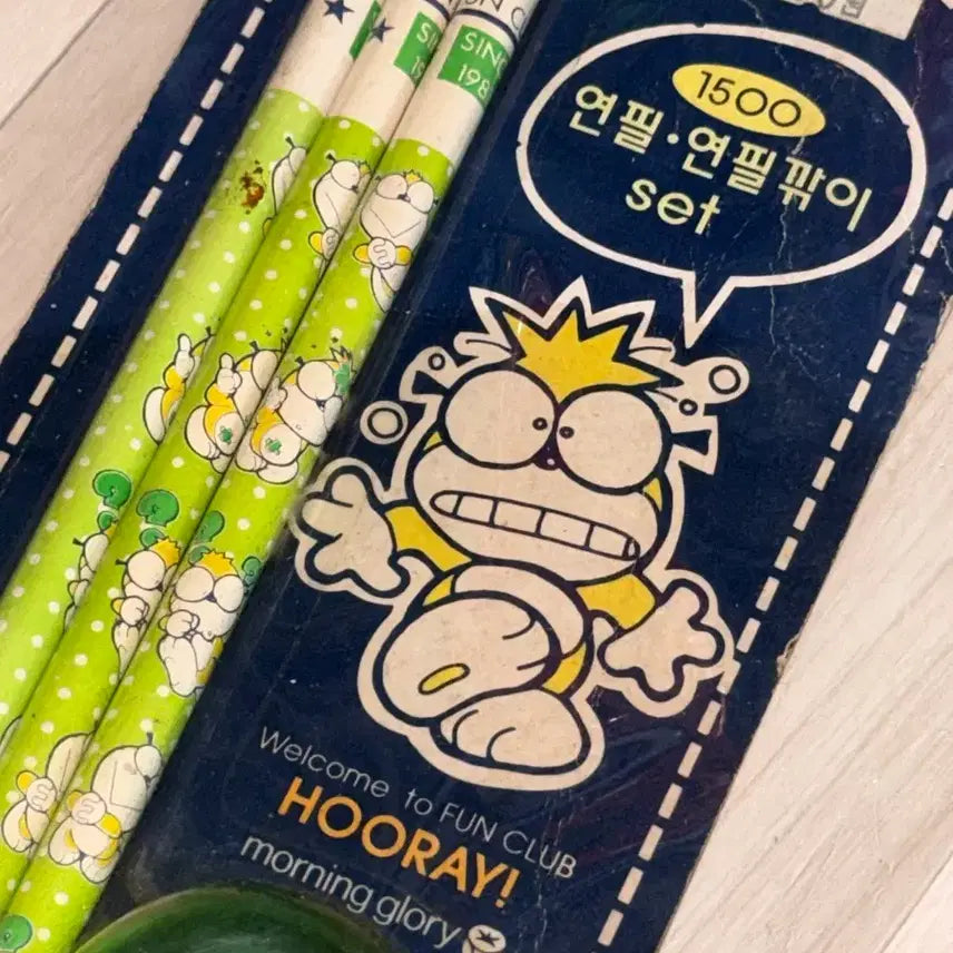 [BUNJANG] Classic Stationery Character Pencil &amp; Sharpener Set / 고전 문구 캐릭터 연필 연필깎이 세트