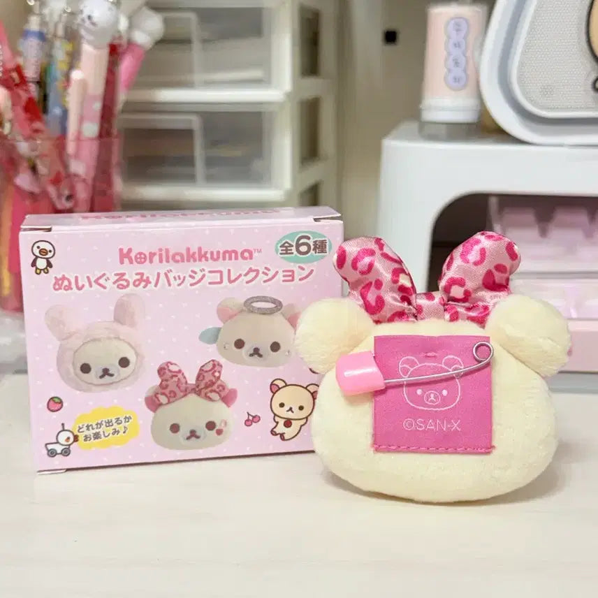 [BUNJANG] Rilakkuma Korilakkuma Pink Leopard Random Badge / 코리락쿠마 랜덤 뱃지 핑크 호피