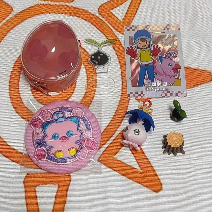 [BUNJANG] Digimon Piyomon Digitamamon Coin Bag Set with Gatomon &amp; Plotmon Lenticular Can Badges / 디지몬 - 피요몬 디지타마 코인백