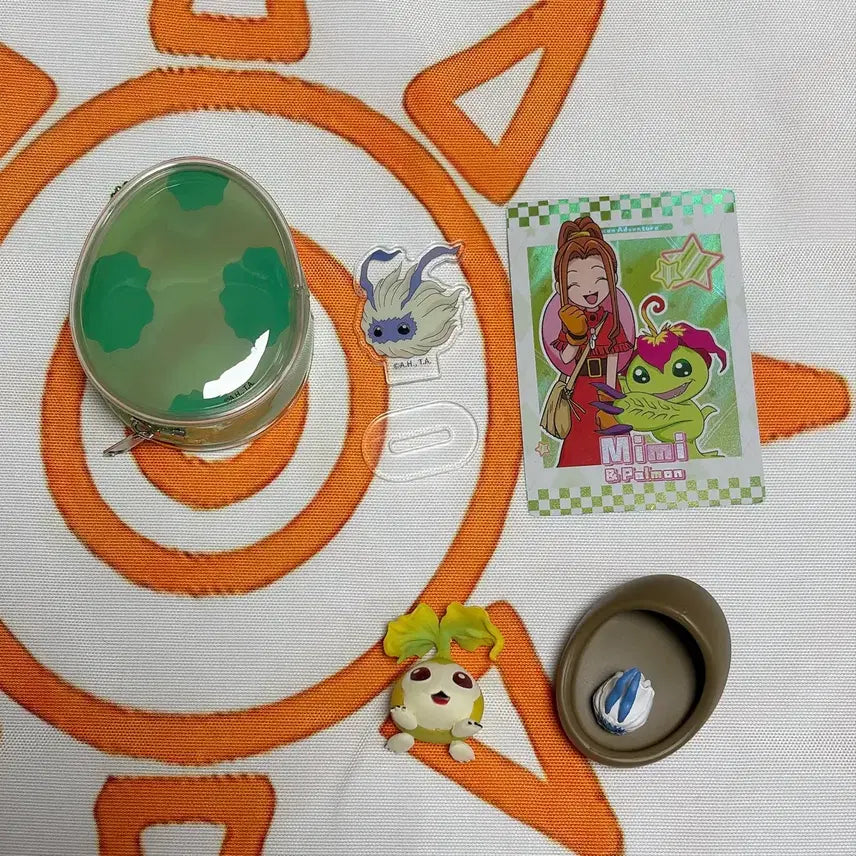 [BUNJANG] Digimon Palmon Digitama Coin Bag &amp; Figure Bundle / 디지몬 - 팔몬 디지타마 코인백