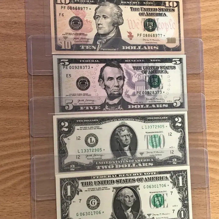 [BUNJANG] US Federal Reserve Star Note Set ($1/$2/$5/$10) / 미국 스타노트 4장 세트 / 별표달러 / 완전 미사용