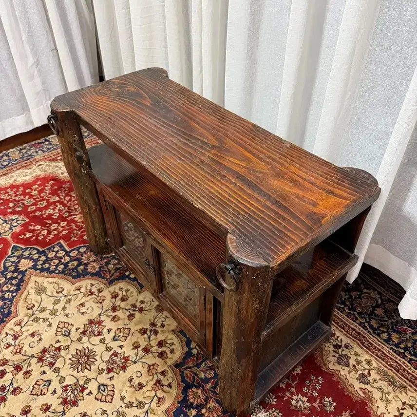 [BUNJANG] Vintage Solid Pine Cabinet Display Shelf / 빈티지 통소나무 고가구 장식장 TV장 선반장