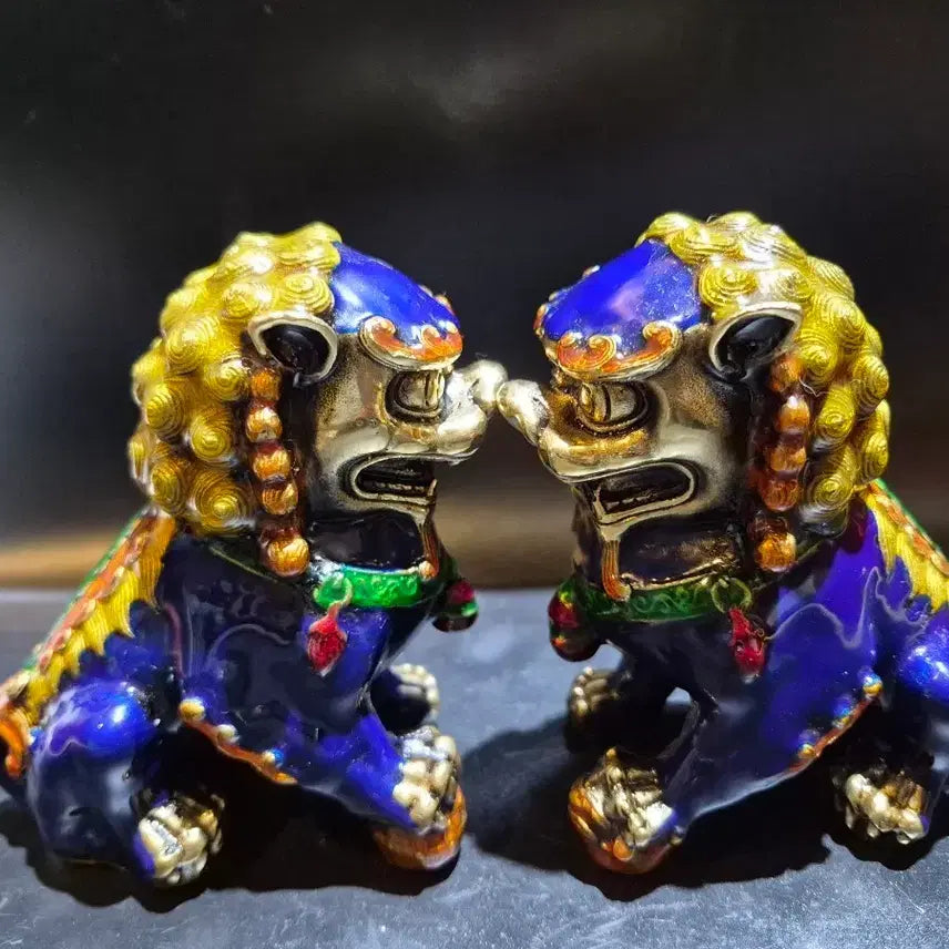 [BUNJANG] Bronze Enamel Haetae Pair / 동태 법랑 해태 한쌍