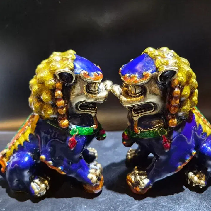 [BUNJANG] Bronze Enamel Haetae Pair / 동태 법랑 해태 한쌍