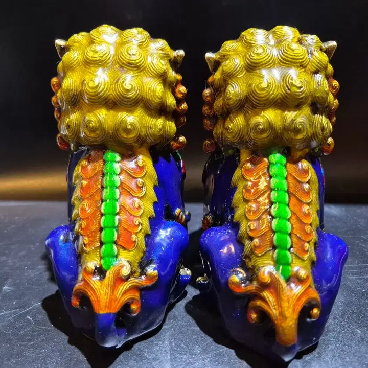 [BUNJANG] Bronze Enamel Haetae Pair / 동태 법랑 해태 한쌍