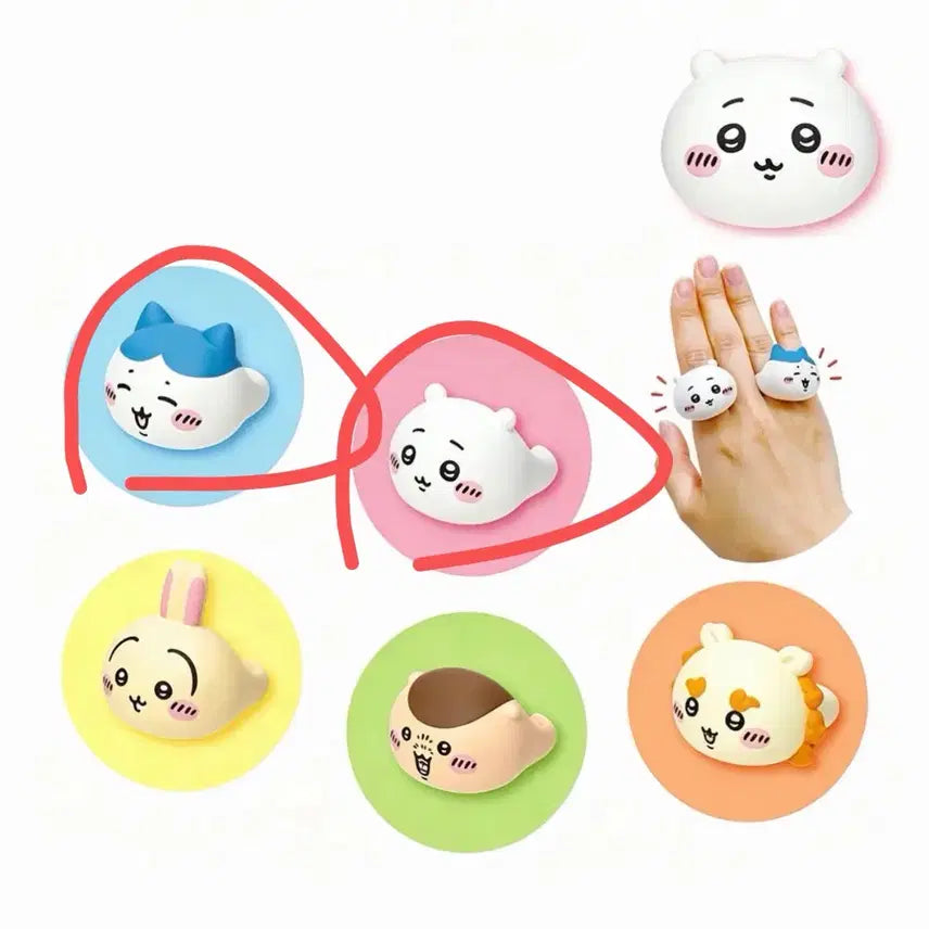 [BUNJANG] Chikawa Hachiwara Face Ring Gacha Bundle Set / *일괄 택포 치이카와 페이스링 반지 가챠 치이카와 하치와레 일괄 양도