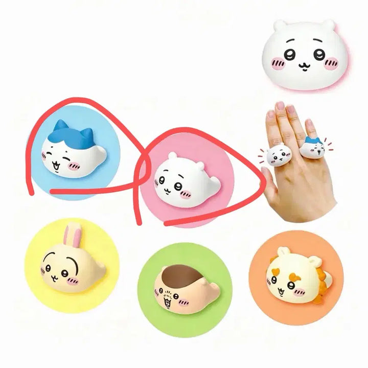 [BUNJANG] Chikawa Hachiwara Face Ring Gacha Bundle Set / *일괄 택포 치이카와 페이스링 반지 가챠 치이카와 하치와레 일괄 양도