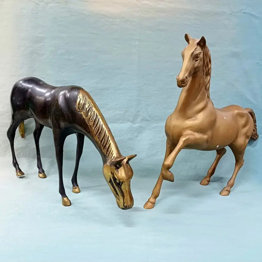 [BUNJANG] Brass Wild Horse Pair Statue / 황동 야생마 한 쌍