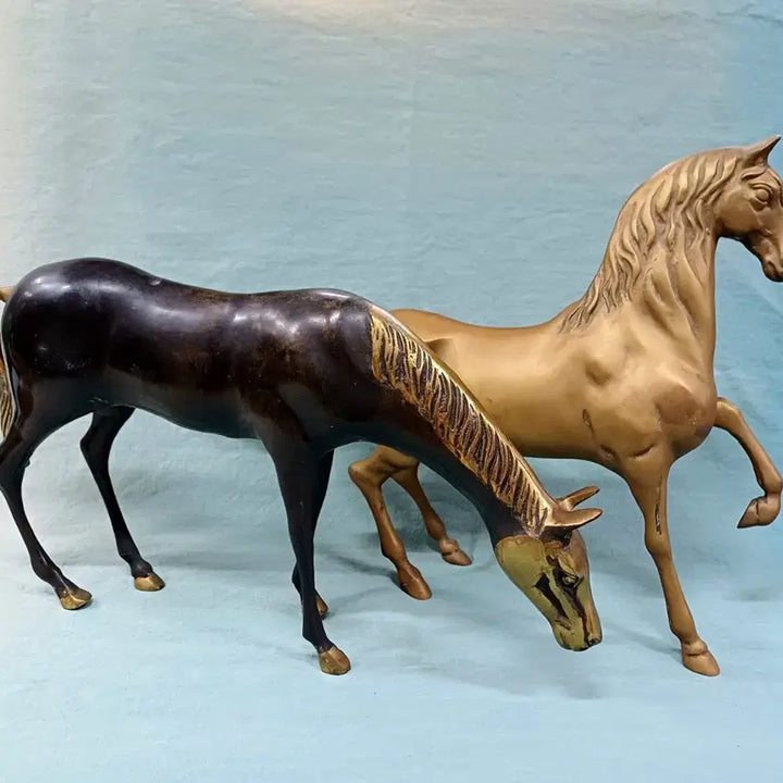 [BUNJANG] Brass Wild Horse Pair Statue / 황동 야생마 한 쌍