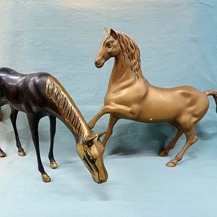 [BUNJANG] Brass Wild Horse Pair Statue / 황동 야생마 한 쌍