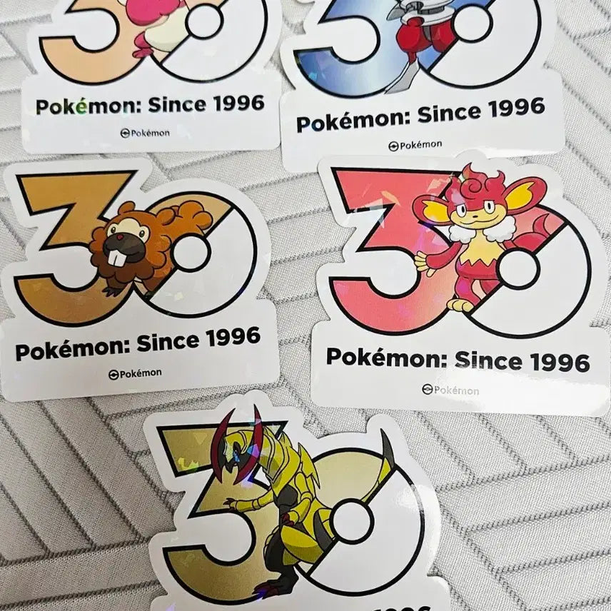 [BUNJANG] Pokemon 30th Anniversary Sticker Bundle: Axew, Baochi, Bounsweet, Bisharp, Cottonee / 포켓몬 30주년 스티커 5장 일괄 액스라이즈 바오키 비버니 절각참 코조푸