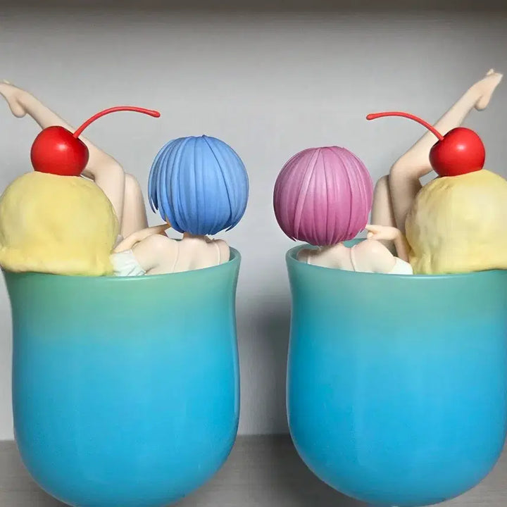 [BUNJANG] ElcoCo Re:Zero Cream Soda Rem &amp; Ram Figure / 리제로 엘코코 크림소다 렘 람 피규어
