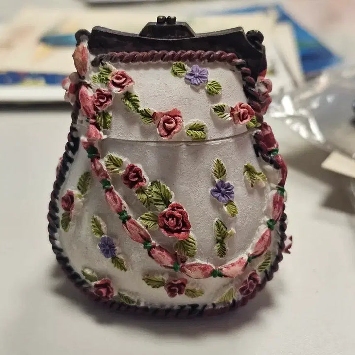 [BUNJANG] Rose Decor Handbag Trinket / 장미꽃 장식 여성용 가방 모양 트링켓 트링킷 레진소재