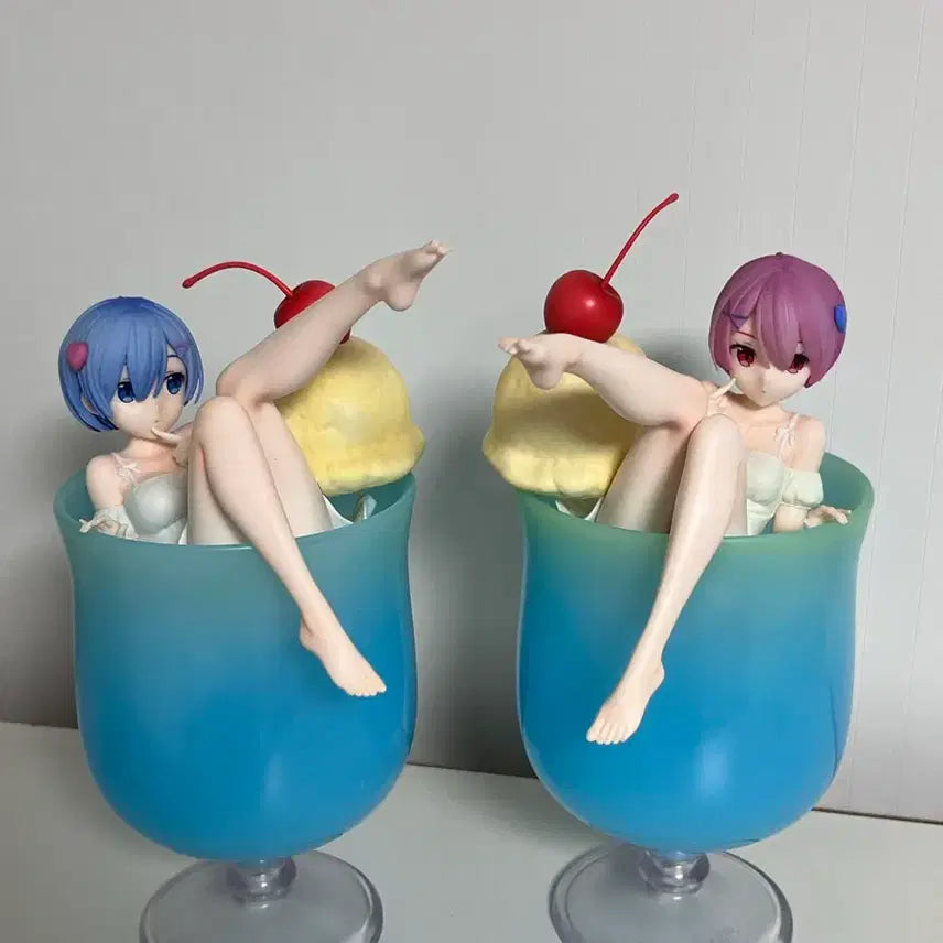 [BUNJANG] Re:Zero Rem &amp; Ram Cream Soda Figure Set / 리제로 렘 람 엘코코 크림소다 피규어