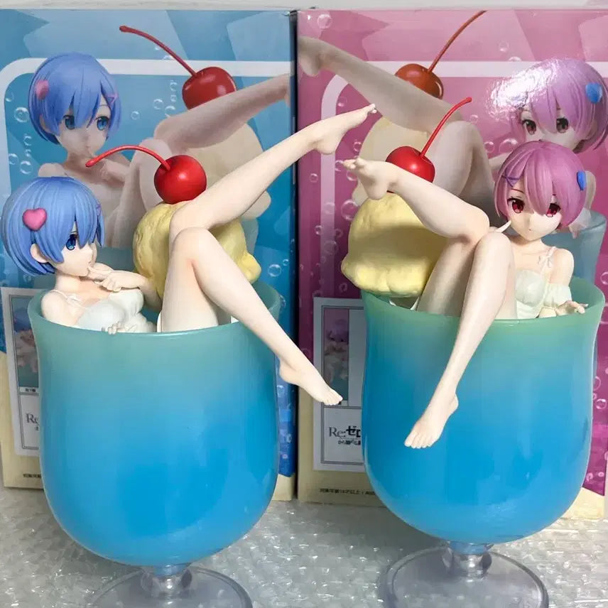 [BUNJANG] Re:Zero Rem &amp; Ram Cream Soda Figure Set / 리제로 렘 람 엘코코 크림소다 피규어