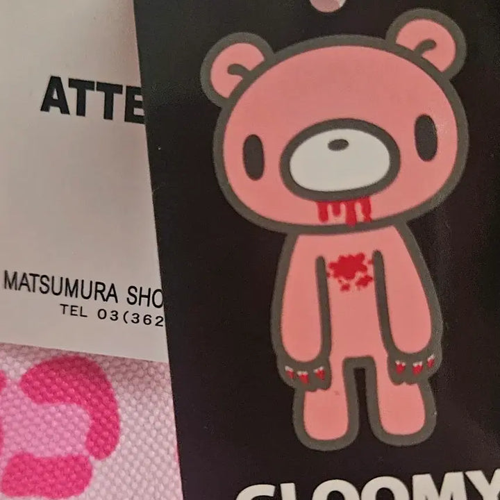 [BUNJANG] Shimamura x Gloomy Bear Collaboration Pink Leopard Bag with Blood Pack Mascot Keychain (Red) / 시마무라 글루미베어 콜라보 핑크호피 가방 + 수혈팩 마스코트 키링 레드