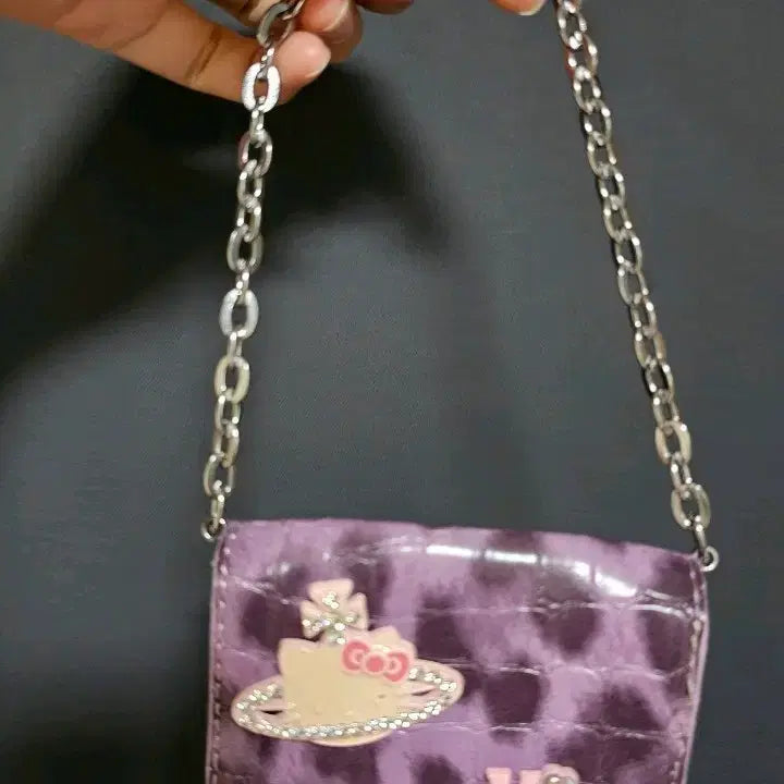 [BUNJANG] Hello Kitty Crocodile Pattern Chain Mini Bag / 키티 퍼플 악어 무늬 체인 미니백