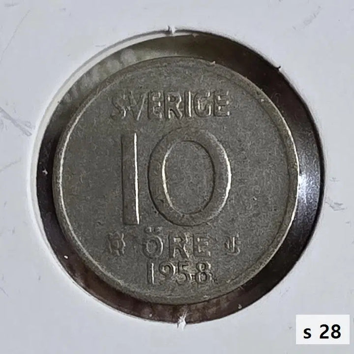[BUNJANG] Sweden 1958 10 Ore Coin (40% Silver) / 스웨덴 1958년 10외레 통용 은화 왕관