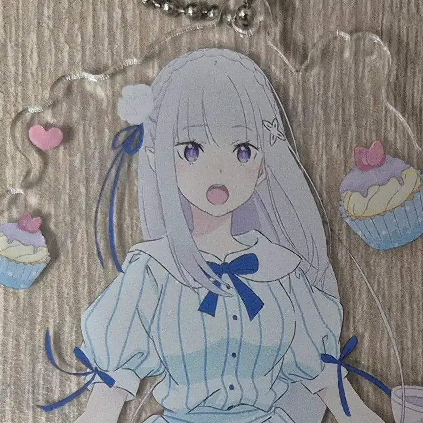 [BUNJANG] Re:Zero Emilia Party Version Acrylic Stand Keyring / Re:zero/리제로 에밀리아 아크릴스탠드 키링 파티버전