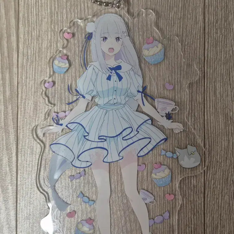 [BUNJANG] Re:Zero Emilia Party Version Acrylic Stand Keyring / Re:zero/리제로 에밀리아 아크릴스탠드 키링 파티버전