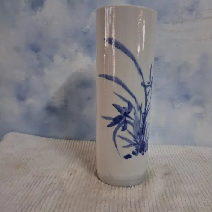 [BUNJANG] Orchid Pattern Ceramic Brush Holder / 난초문   문방사우  지통