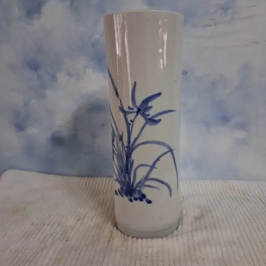[BUNJANG] Orchid Pattern Ceramic Brush Holder / 난초문   문방사우  지통