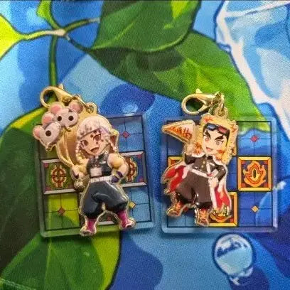[BUNJANG] Demon Slayer USJ Exclusive Acrylic Charm Keychain Bundle - Kyojuro Rengoku, Tengen Uzui / [일괄] 귀멸의 칼날 키링 USJ 한정 아크릴 챰 렌고쿠 쿄쥬로 우즈이 텐겐