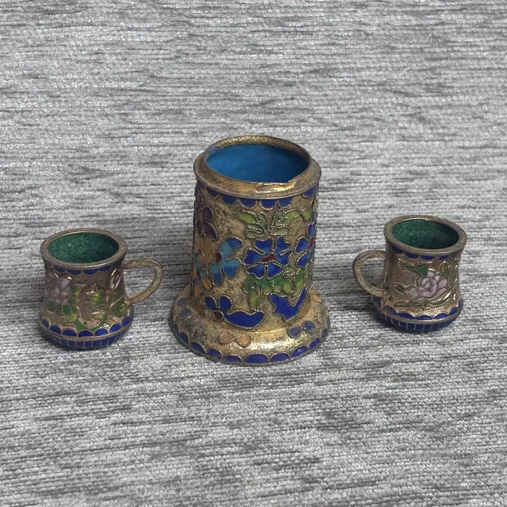 [BUNJANG] Antique Cloisonné Miniature Toothpick Holder / 빈티지 앤틱 칠보공예 이쑤시개 통 필통 미니어처 잔