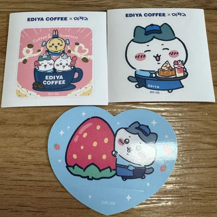 [BUNJANG] Chiikawa Hachiware BIG Plush Headband + EDIYA Collaboration Sticker Set / 치이카와 하치와레 게 머리띠 BIG 인형 + 이디야 콜라보 스티커