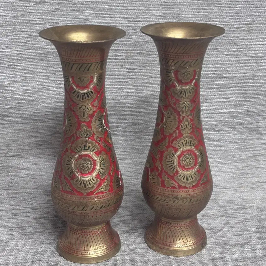 [BUNJANG] Vintage Brass Vase Set - Traditional Indian Style / 인도 전통 스타일의 빈티지 황동 화병 세트