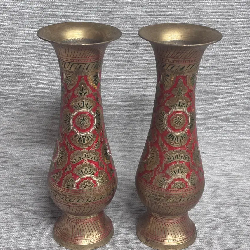 [BUNJANG] Vintage Brass Vase Set - Traditional Indian Style / 인도 전통 스타일의 빈티지 황동 화병 세트