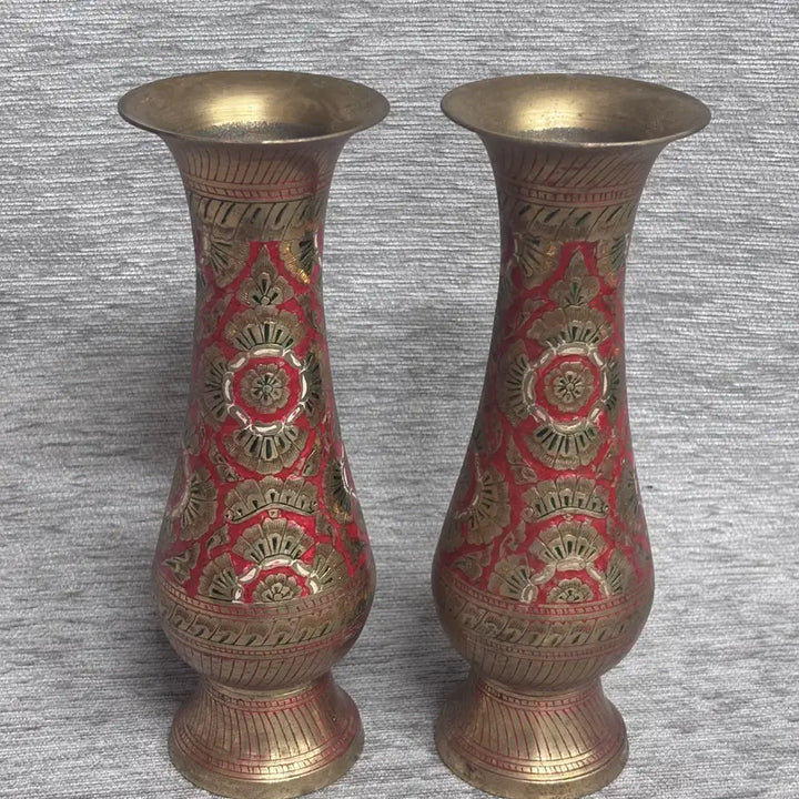 [BUNJANG] Vintage Brass Vase Set - Traditional Indian Style / 인도 전통 스타일의 빈티지 황동 화병 세트