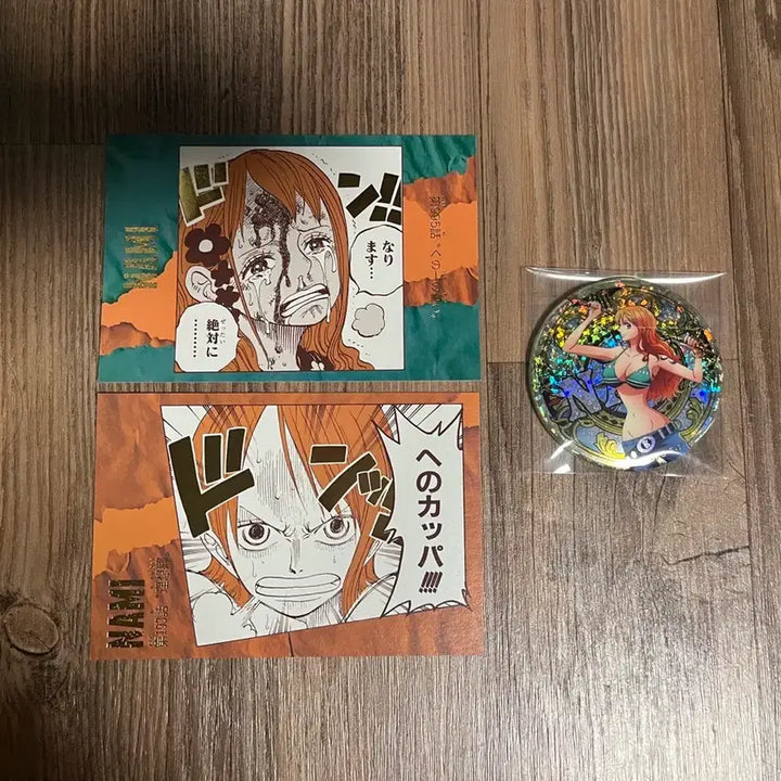 [BUNJANG] One Piece Wanted Store Nami Sound Effect Postcard Set with Badge / 원피스 무기와라 스토어 나미 효과음 엽서 세트