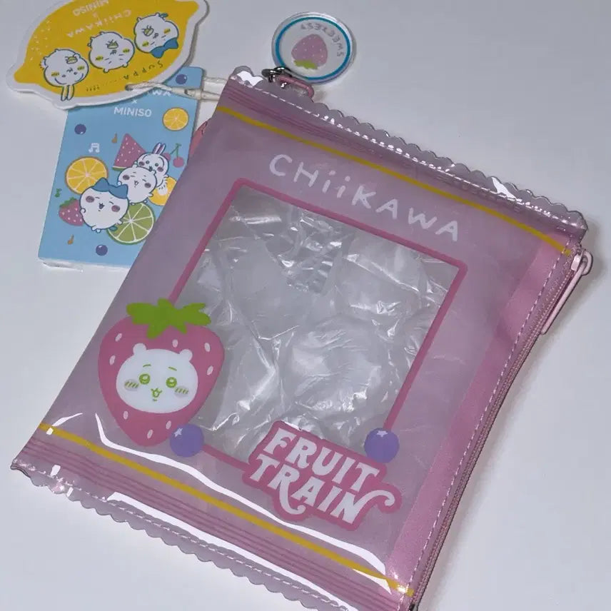 [BUNJANG] Chiikawa Fruit Series Mascot Plush Pouch - Strawberry, Pineapple, Watermelon (Hachware, Usagi) / 치이카와 과일 시리즈 마스코트 누이 인형 파우치 미니소 딸기 파인애플 수박 하치와레 우사기 먼작귀