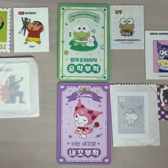 [BUNJANG] Crayon Shin-chan, Sanrio Stickers &amp; Cards Bundle / 짱구 띠부씰&amp;산리오 스티커