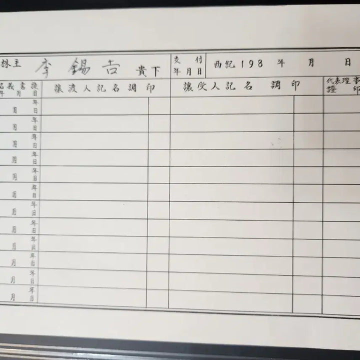 [BUNJANG] Jungsuk Co., Ltd. Stock Certificate (1987) / 옛날주식회사 주권, 1987년 9월 25일 발행