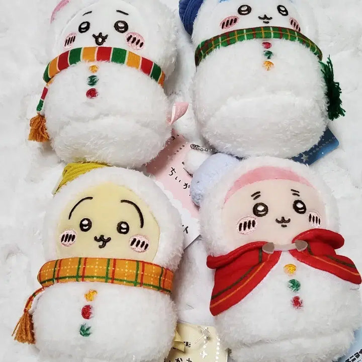 [BUNJANG] Chiikawa Snowman Mascot Bundle Set / 치이카와 눈사람 마스코트 일괄 쿠지 하치와레 우사기 카니