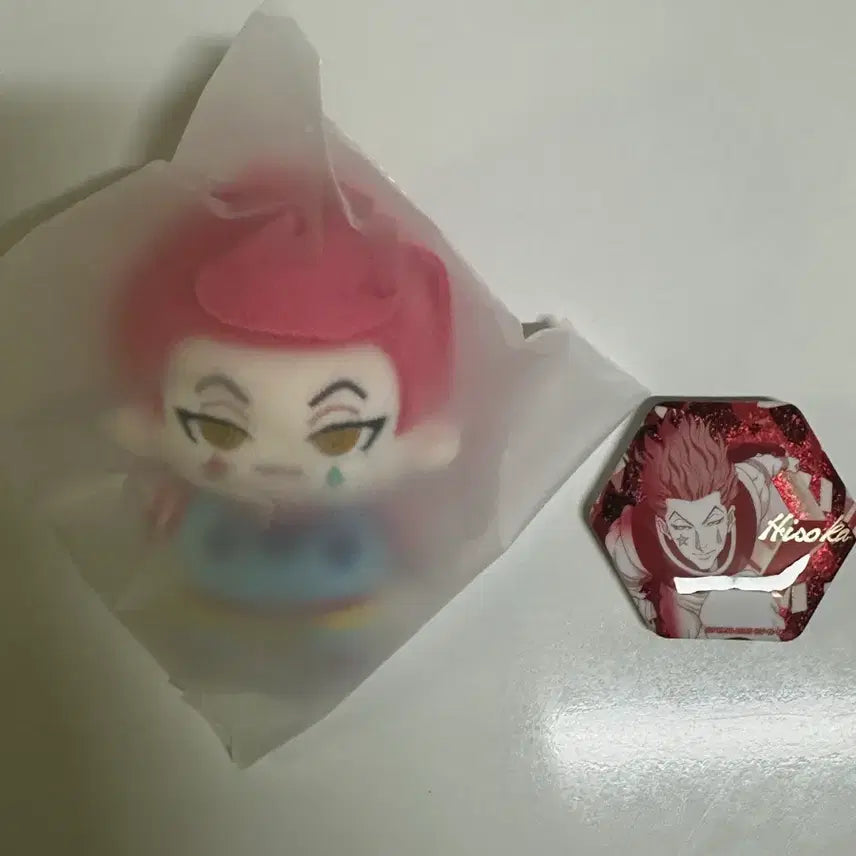 [BUNJANG] Hunter x Hunter Hisoka Plush Doll &amp; Can Badge Set / 헌터x헌터 히소카 눌셋 인형 캔뱃지 헌헌 헌터헌터 누이