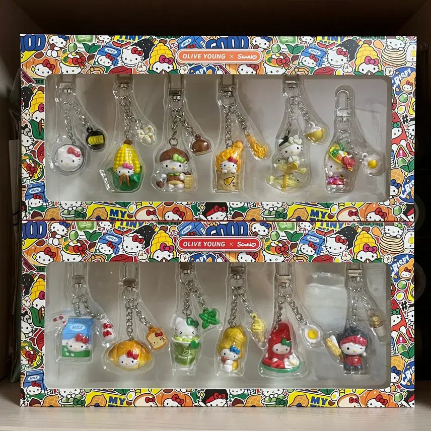 [BUNJANG] Hello Kitty Regional Figure Keyring Set Snacks Meals Bundle / 운포20만) 올리브영 헬로키티 지역 피규어 키링 세트 간식 식사 텐바이텐 키티