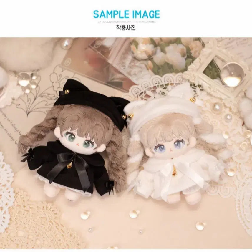 [BUNJANG] Ninimal Fluffy Cat Black &amp; White Set with Hat / 니니멀 플러피캣 블랙&amp;화이트 세트+모자