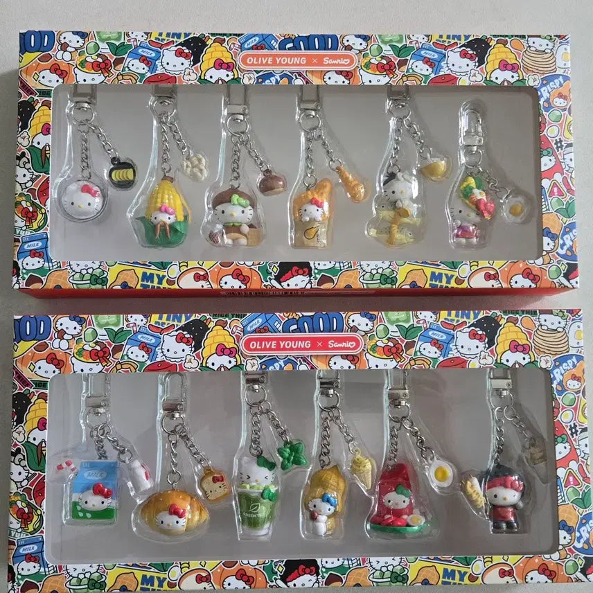 [BUNJANG] Olive Young x Kitty Regional Keyring Set (Snack/Meal) / 올리브영X키티 지역 키링 간식 세트