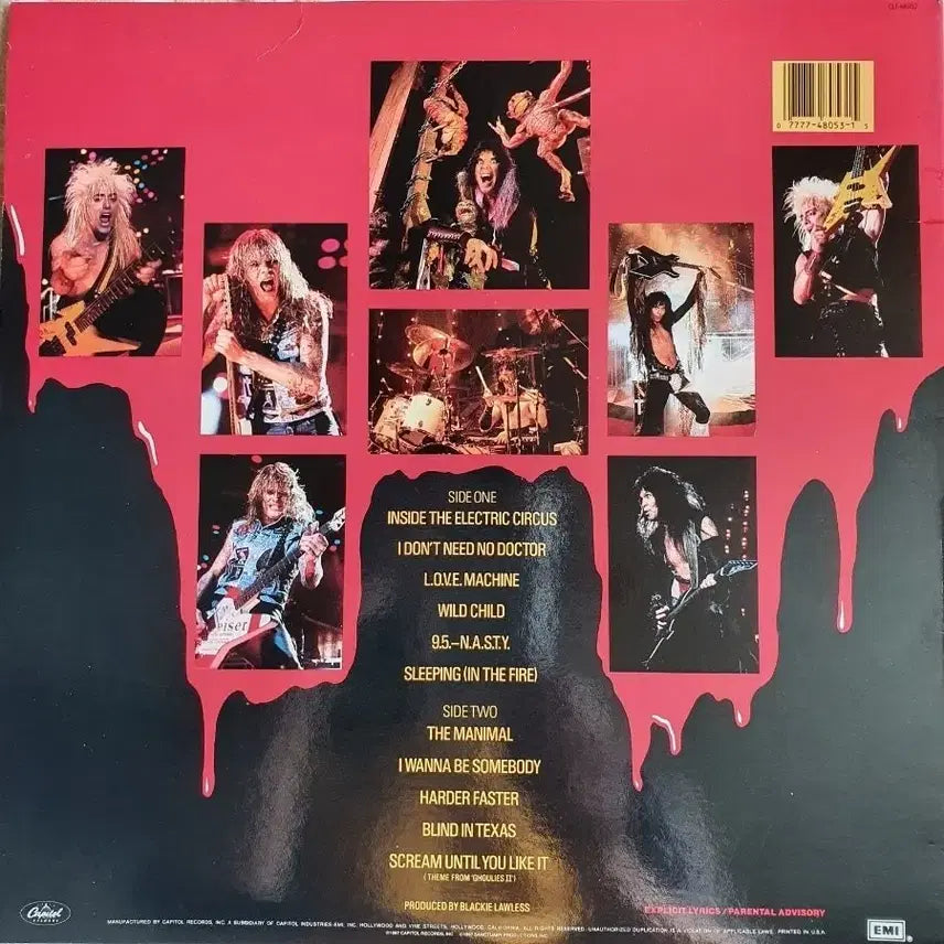 [BUNJANG] W.A.S.P. LIVE...IN THE RAW LP (US 1st Press) / W.A.S.P - LIVE...IN THE RAW LP(미국초반)