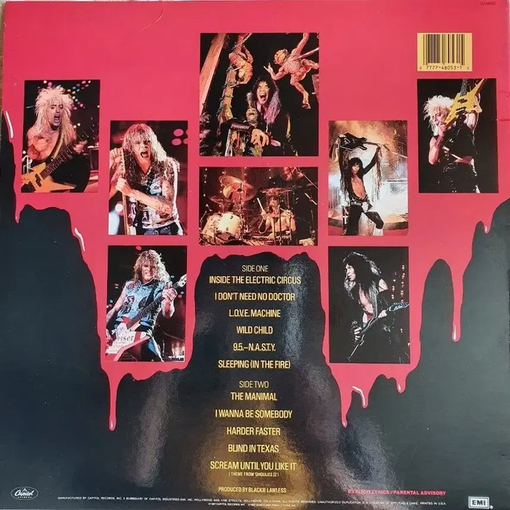 [BUNJANG] W.A.S.P. LIVE...IN THE RAW LP (US 1st Press) / W.A.S.P - LIVE...IN THE RAW LP(미국초반)