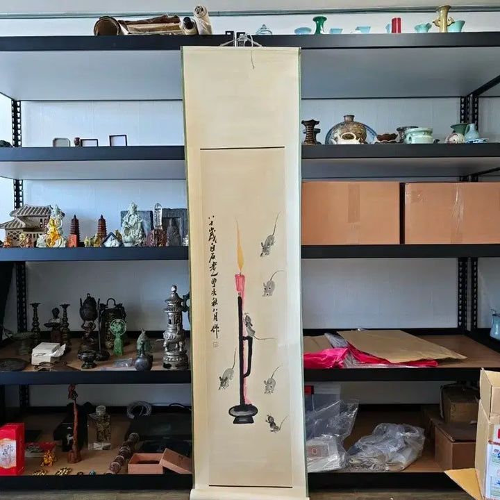 [BUNJANG] Qi Baishi "Mice Painting" Scroll Set (4) / 제백석 치바이스 쥐 그림 족자 (2) 골동품 고미술품 고화